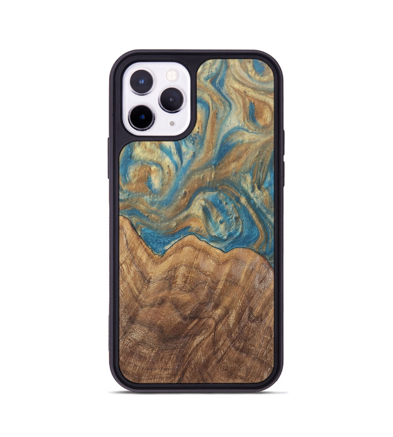 iPhone 11 Pro Wood Phone Case - Mallorie (Teal & Gold, 727144)