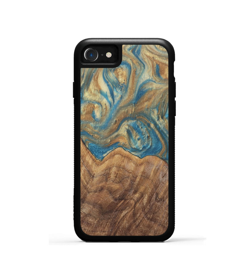 iPhone SE Wood Phone Case - Mallorie (Teal & Gold, 727144)