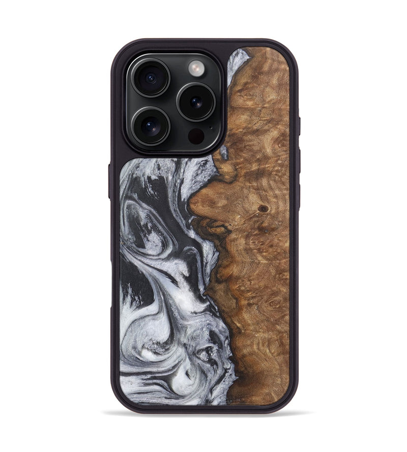 iPhone 16 Pro Wood Phone Case - Chante (Black & White, 727146)