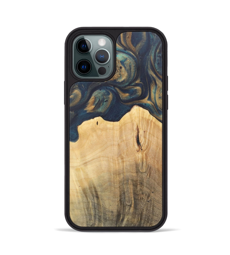 iPhone 12 Pro Wood Phone Case - Doortje (Teal & Gold, 727147)