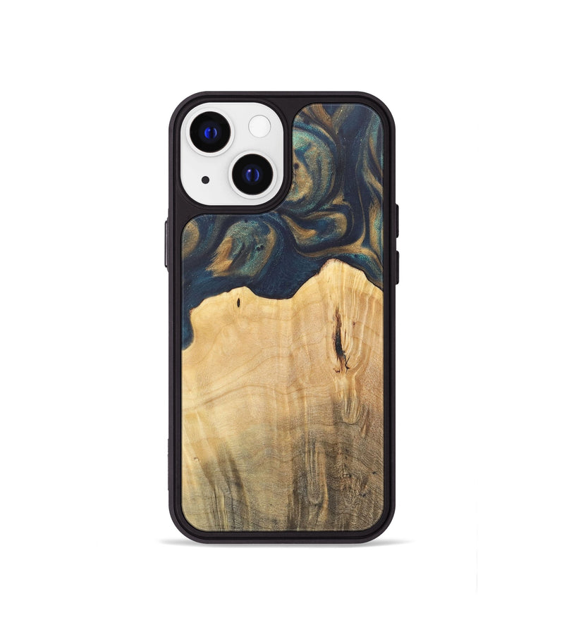 iPhone 13 mini Wood Phone Case - Doortje (Teal & Gold, 727147)