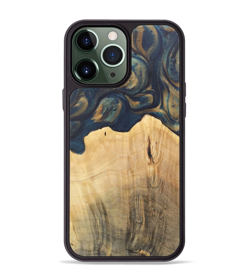 iPhone 13 Pro Max Wood Phone Case - Doortje (Teal & Gold, 727147)