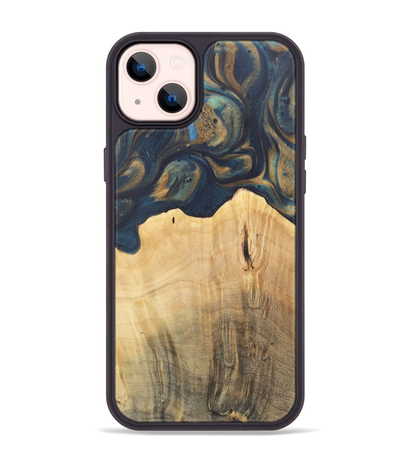 iPhone 14 Plus Wood Phone Case - Doortje (Teal & Gold, 727147)