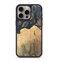 iPhone 15 Pro Max Wood Phone Case - Doortje (Teal & Gold, 727147)