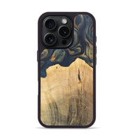 iPhone 16 Pro Wood Phone Case - Doortje (Teal & Gold, 727147)