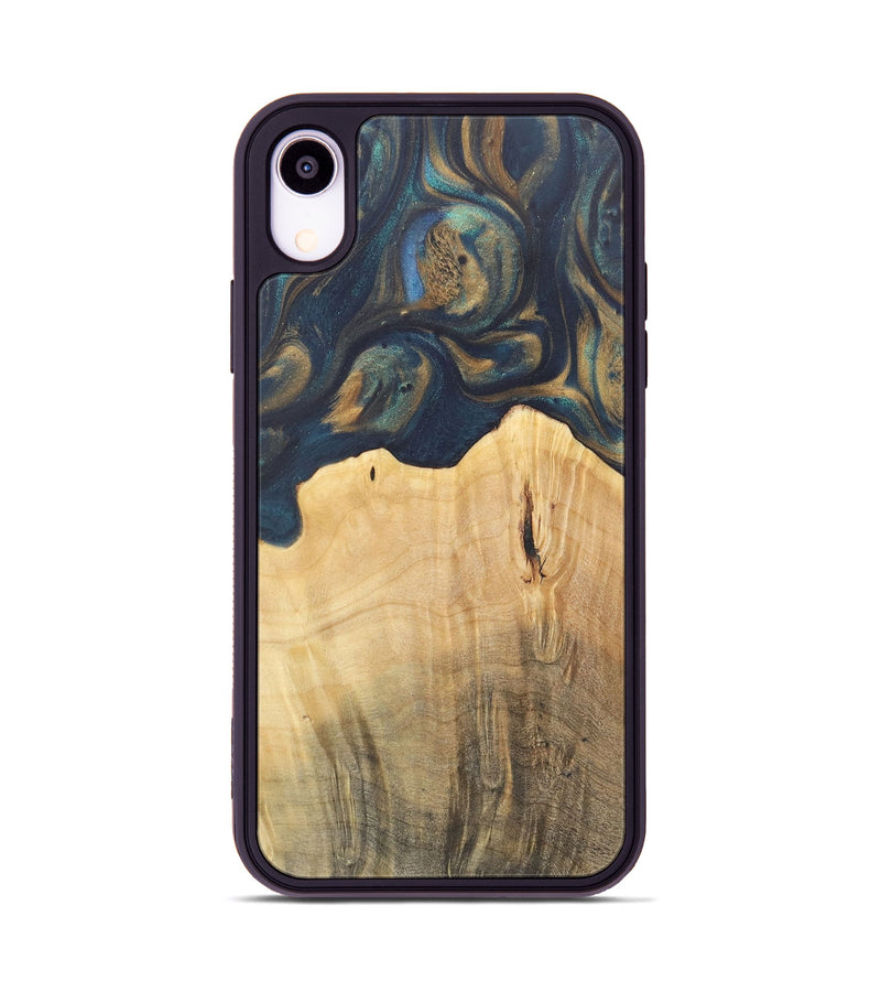 iPhone Xr Wood Phone Case - Doortje (Teal & Gold, 727147)