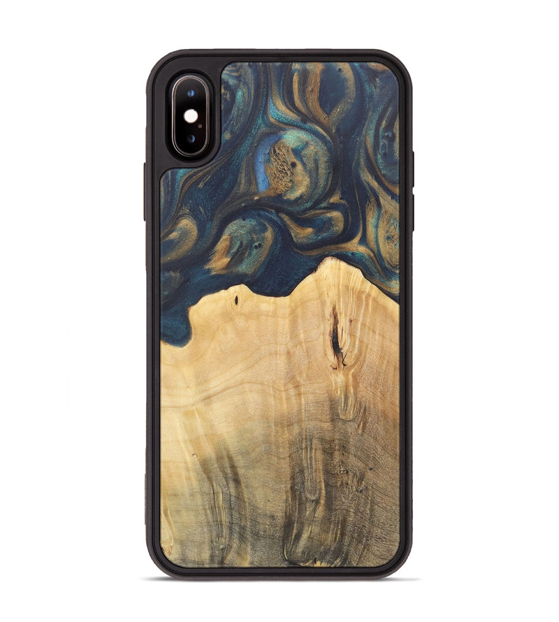 iPhone Xs Max Wood Phone Case - Doortje (Teal & Gold, 727147)