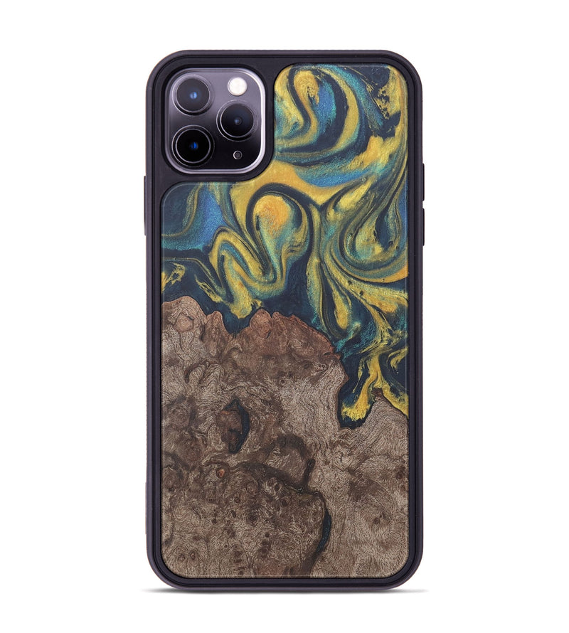 iPhone 11 Pro Max Wood Phone Case - Lavonne (Teal & Gold, 727149)