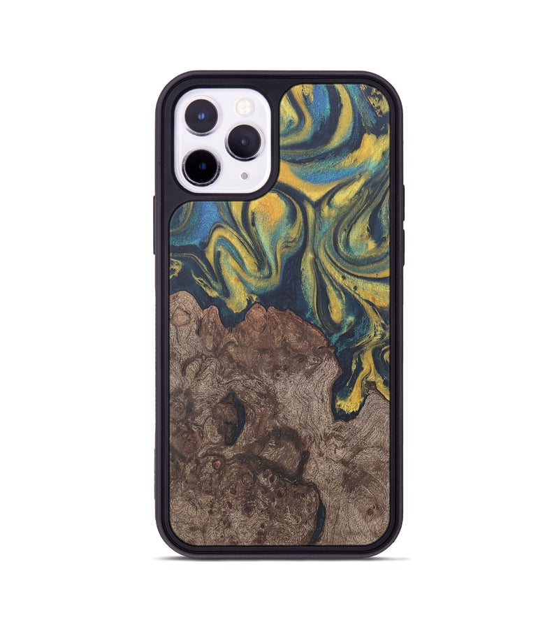 iPhone 11 Pro Wood Phone Case - Lavonne (Teal & Gold, 727149)