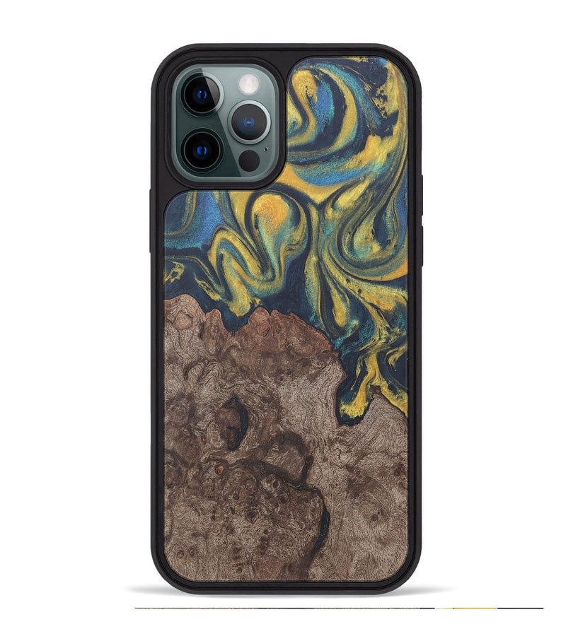 iPhone 12 Pro Max Wood Phone Case - Lavonne (Teal & Gold, 727149)