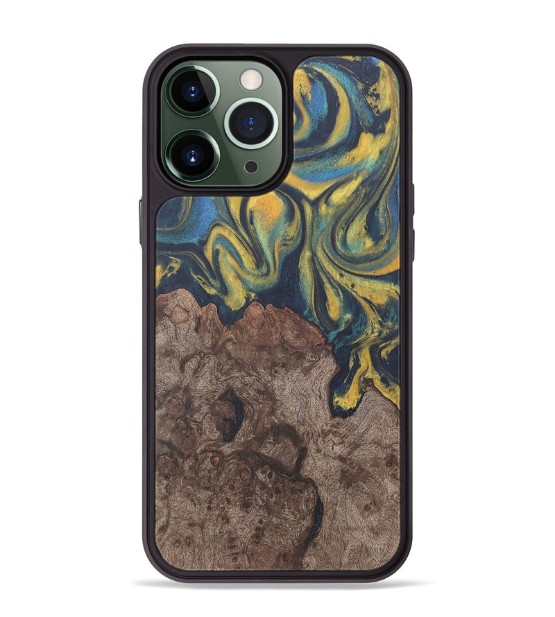 iPhone 13 Pro Max Wood Phone Case - Lavonne (Teal & Gold, 727149)