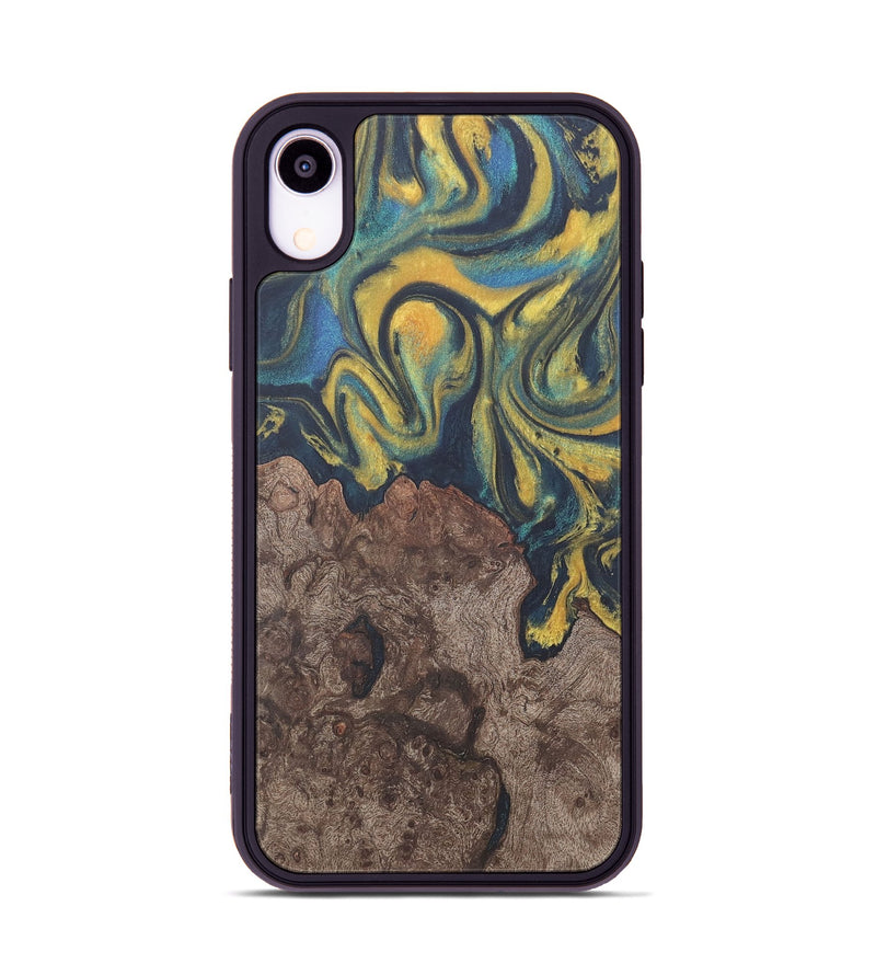 iPhone Xr Wood Phone Case - Lavonne (Teal & Gold, 727149)