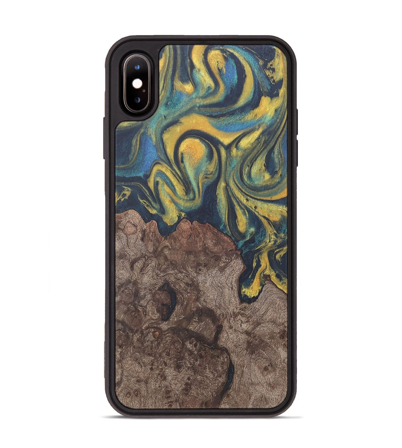 iPhone Xs Max Wood Phone Case - Lavonne (Teal & Gold, 727149)