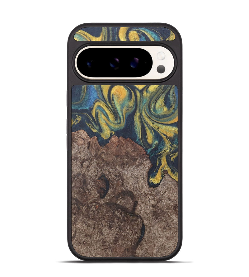 Pixel 9 Wood Phone Case - Lavonne (Teal & Gold, 727149)