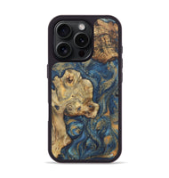 iPhone 16 Pro Wood Phone Case - Engracia (Teal & Gold, 727156)