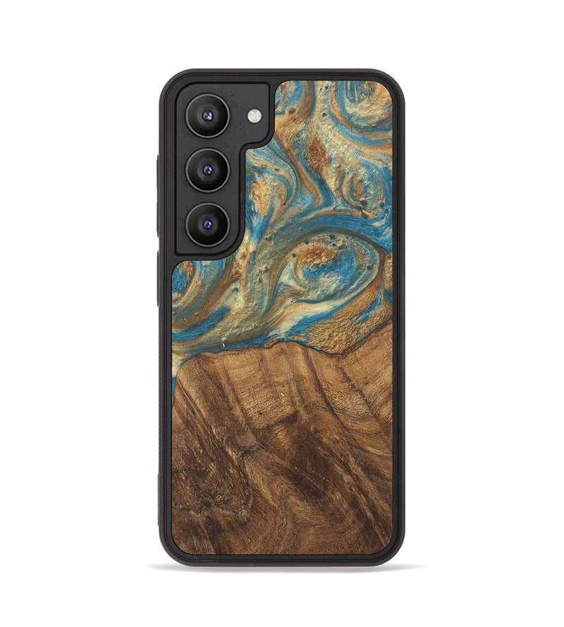 Galaxy S23 Wood Phone Case - Andriana (Teal & Gold, 727158)