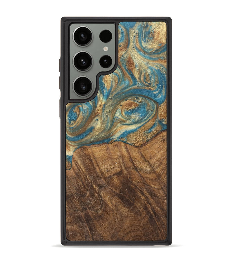 Galaxy S23 Ultra Wood Phone Case - Andriana (Teal & Gold, 727158)