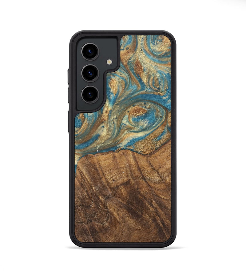 Galaxy S24 Wood Phone Case - Andriana (Teal & Gold, 727158)