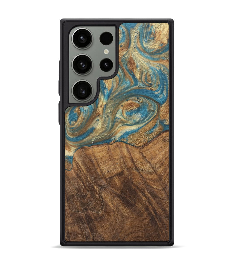 Galaxy S24 Ultra Wood Phone Case - Andriana (Teal & Gold, 727158)