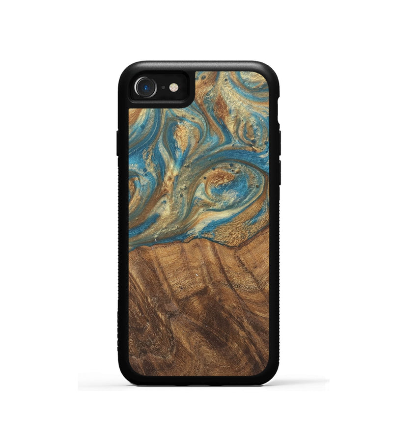 iPhone SE Wood Phone Case - Andriana (Teal & Gold, 727158)