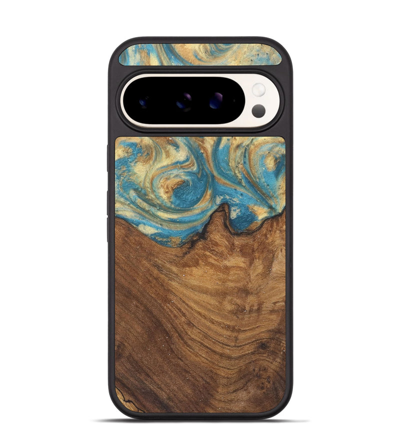 Pixel 9 Wood Phone Case - Hanco (Teal & Gold, 727159)