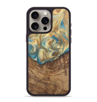 iPhone 15 Pro Max Wood Phone Case - Delphinia (Teal & Gold, 727164)