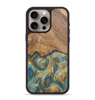 iPhone 15 Pro Max Wood Phone Case - Hall (Teal & Gold, 727165)