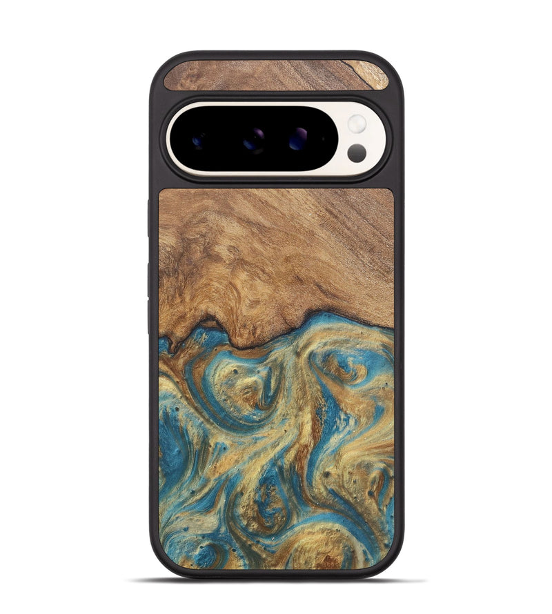 Pixel 9 Wood Phone Case - Hall (Teal & Gold, 727165)