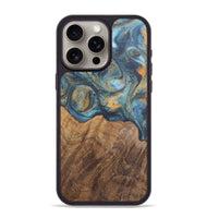 iPhone 15 Pro Max Wood Phone Case - Farooq (Teal & Gold, 727166)