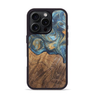 iPhone 16 Pro Wood Phone Case - Farooq (Teal & Gold, 727166)