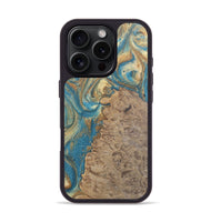 iPhone 16 Pro Wood Phone Case - Shigeru (Teal & Gold, 727167)