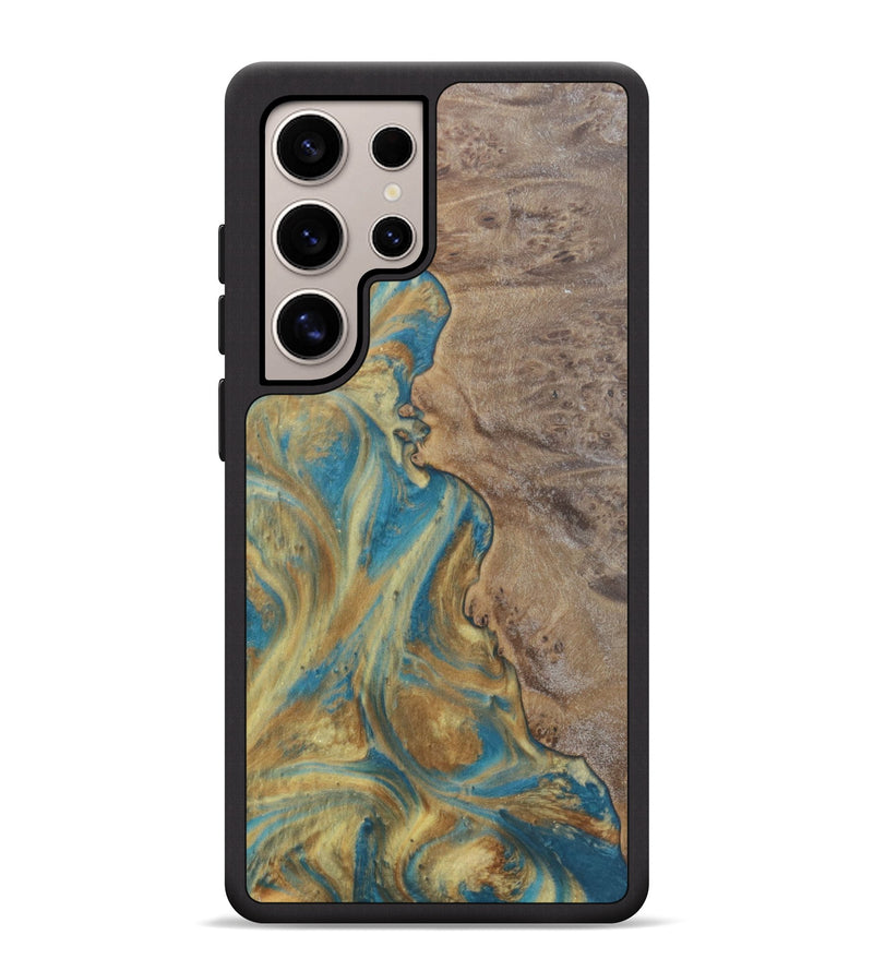 Galaxy S25 Ultra Wood Phone Case - Sileas (Teal & Gold, 727168)