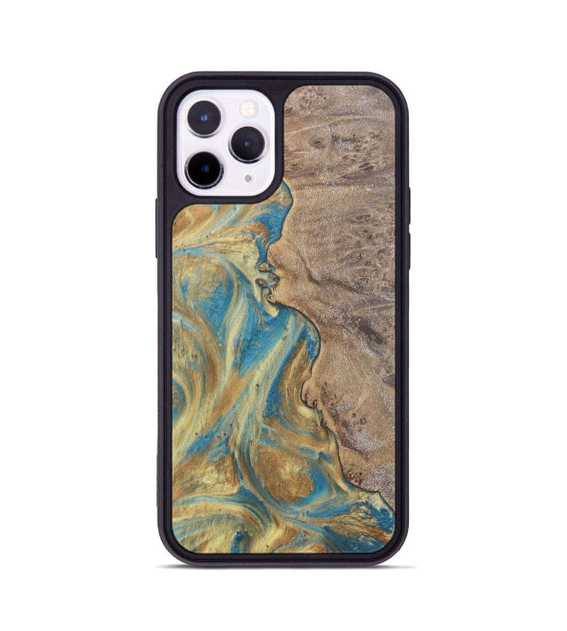 iPhone 11 Pro Wood Phone Case - Sileas (Teal & Gold, 727168)