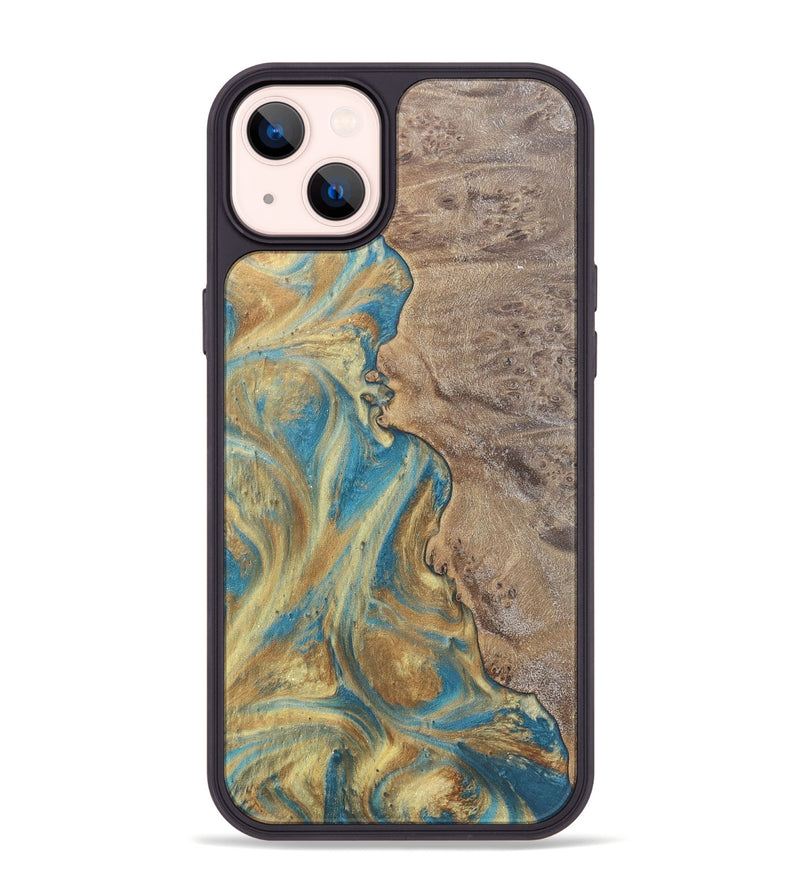 iPhone 14 Plus Wood Phone Case - Sileas (Teal & Gold, 727168)