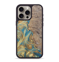 iPhone 15 Pro Max Wood Phone Case - Sileas (Teal & Gold, 727168)