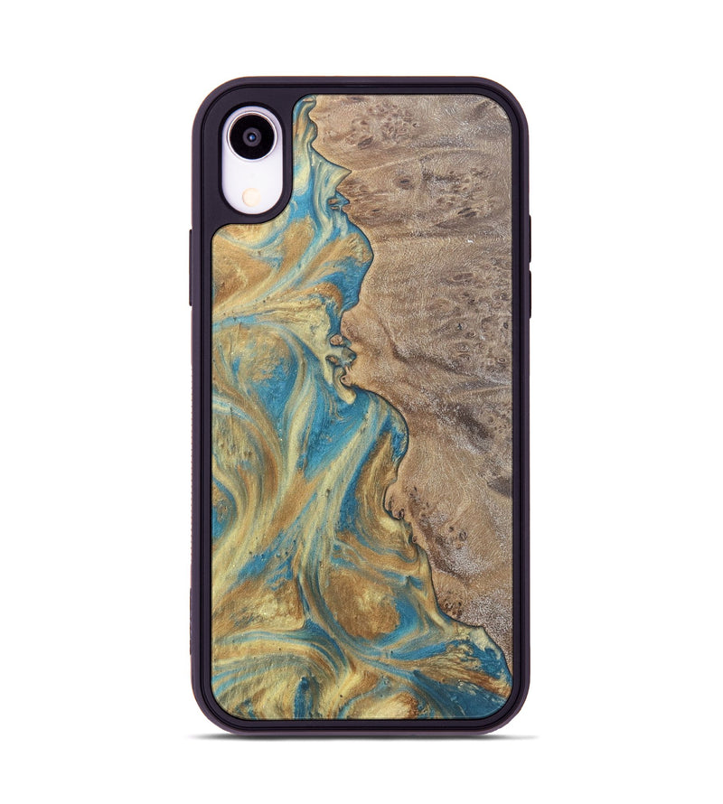 iPhone Xr Wood Phone Case - Sileas (Teal & Gold, 727168)