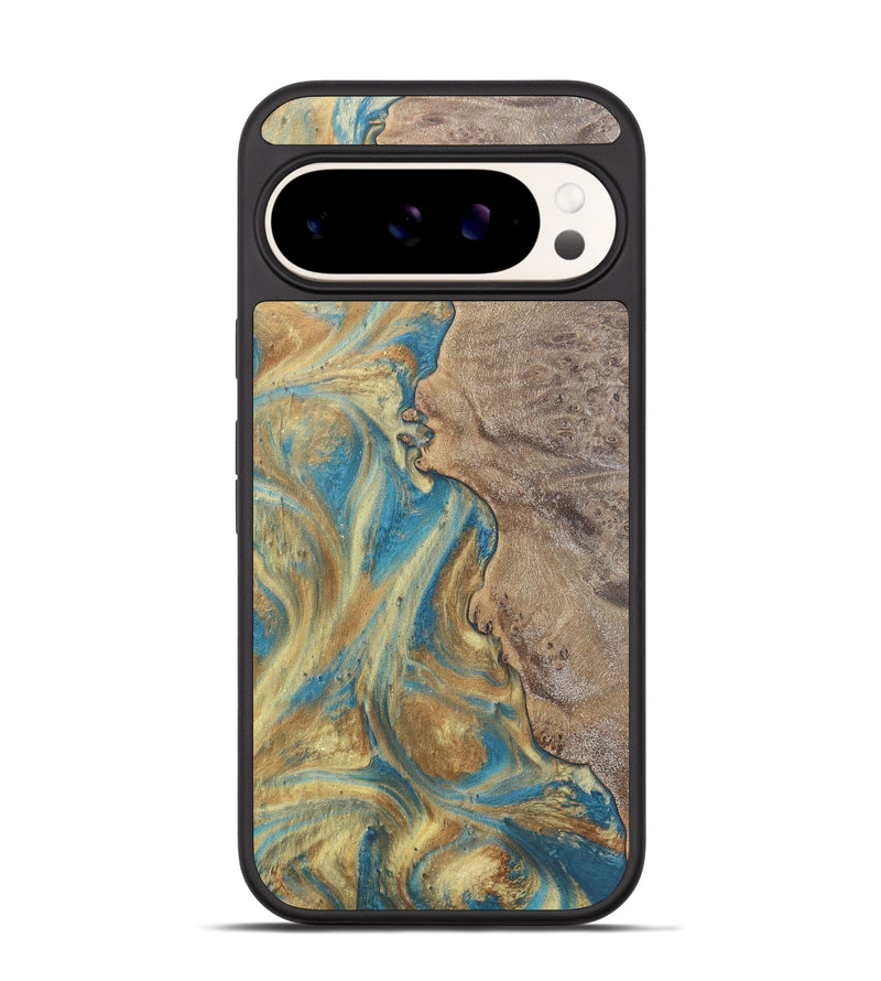 Pixel 9 Pro Wood Phone Case - Sileas (Teal & Gold, 727168)