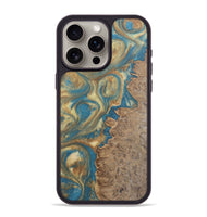 iPhone 15 Pro Max Wood Phone Case - Lynne (Teal & Gold, 727169)