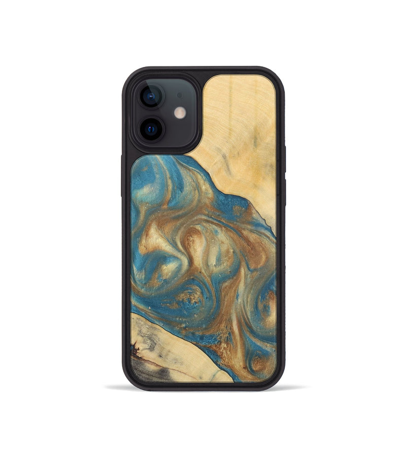 iPhone 12 mini Wood Phone Case - Ruchi (Teal & Gold, 727170)