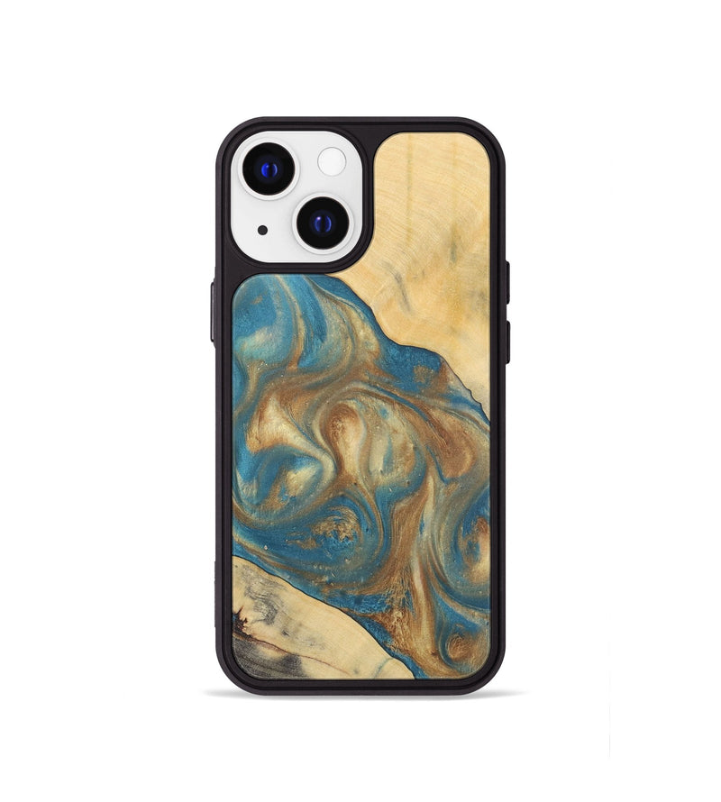 iPhone 13 mini Wood Phone Case - Ruchi (Teal & Gold, 727170)