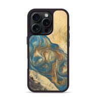 iPhone 16 Pro Wood Phone Case - Ruchi (Teal & Gold, 727170)