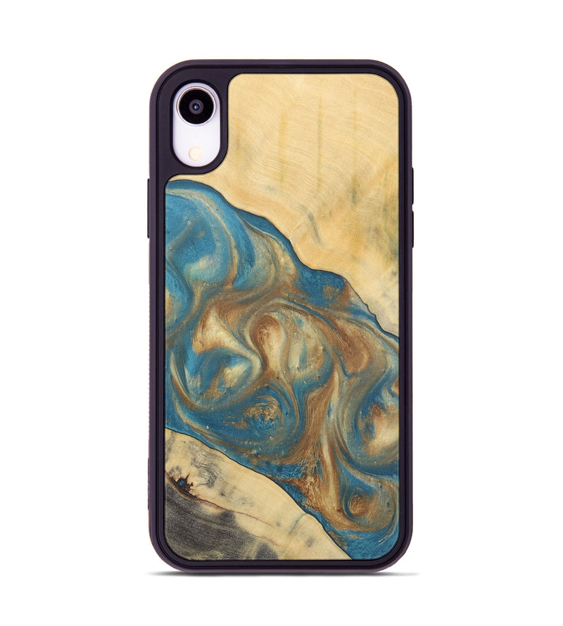 iPhone Xr Wood Phone Case - Ruchi (Teal & Gold, 727170)