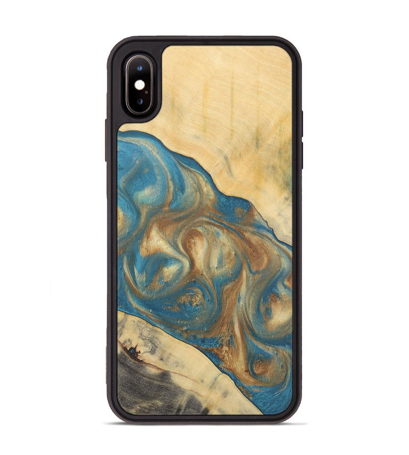 iPhone Xs Max Wood Phone Case - Ruchi (Teal & Gold, 727170)