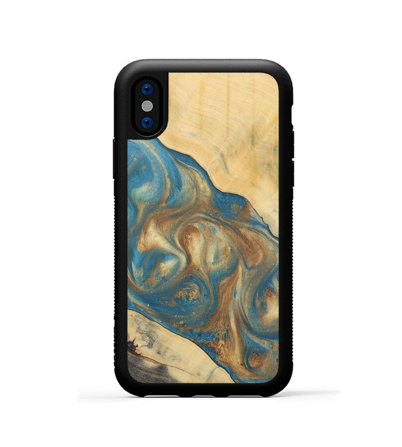 iPhone Xs Wood Phone Case - Ruchi (Teal & Gold, 727170)