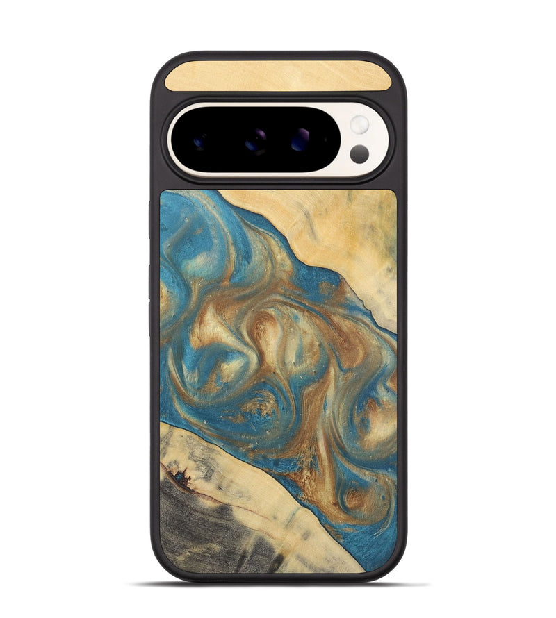 Pixel 9 Pro Wood Phone Case - Ruchi (Teal & Gold, 727170)