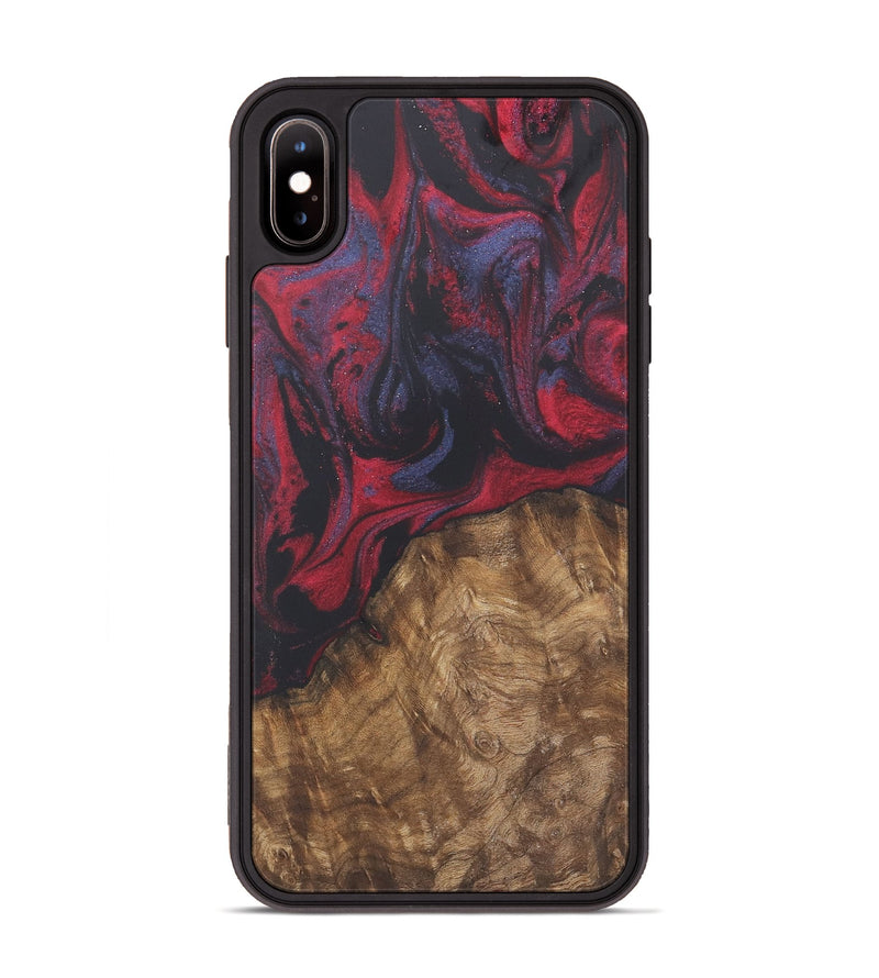 iPhone Xs Max Wood Phone Case - Arsavir (Red, 727188)