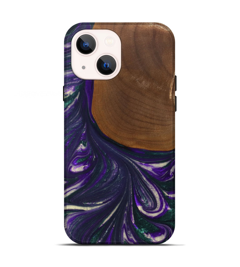 iPhone 13 Wood Live Edge Phone Case - Stephine (Purple, 727198)