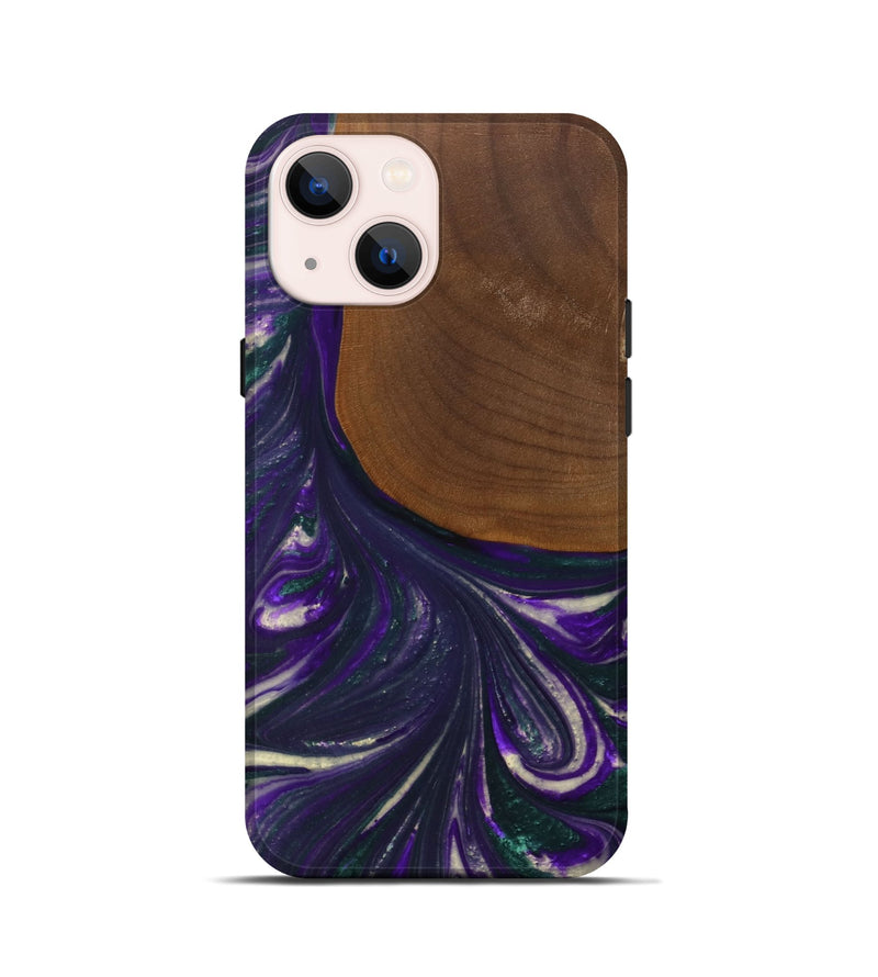 iPhone 13 mini Wood Live Edge Phone Case - Stephine (Purple, 727198)