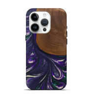 iPhone 15 Pro Wood Live Edge Phone Case - Stephine (Purple, 727198)