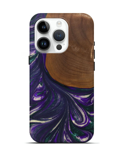 iPhone 15 Pro Wood Live Edge Phone Case - Stephine (Purple, 727198)